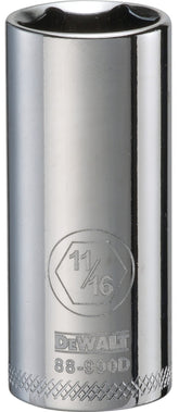 DeWALT DWMT88990OSP Drive Socket, 11/16 in Socket, 3/8 in Drive, 6-Point, Vanadium Steel, Polished Chrome